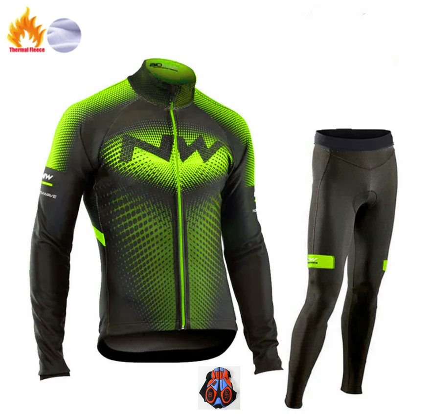 Winter Jersey Suit Northwave Зимняя Теплая Флисовая одежда для велоспорта NW мужской костюм из Джерси для езды на велосипеде MTB Одежда Теплый комбинезон комплект - Цвет: Winter Jersey Suit