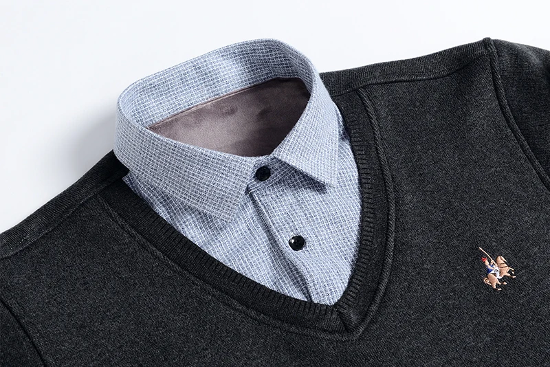 Aoliwen Men sweater shirt colar combination Plus velvet thickening Winter keep warm men clothes fleece lining soft winter shirts Aoliwen Men sweater shirt colar combination Plus velvet thickening Winter keep warm men clothes fleece lining soft winter shirts