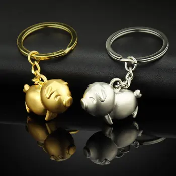 

Cute Pig Keychains Metal Trendy Gold-silver Key Ring Chain Anime Pendant Keyrings Gifts for Men Women Trendy 2020 New Jewelry