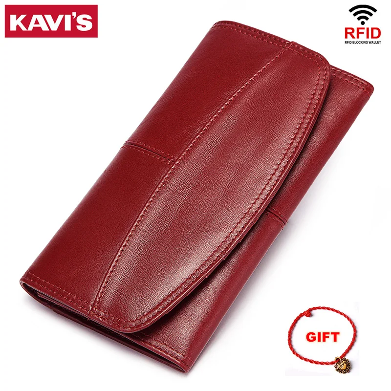 Women Clutch Wallet Purse RFID KAVIS Handy Portomonee-Clamp Phone-Bag Female Long-Style