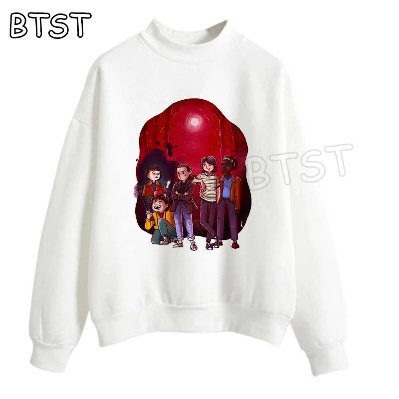 Harajuku Stranger Things 3 женские толстовки розовая одежда женская одежда зимние модные пуловеры толстовки Готическая негабаритная Толстовка