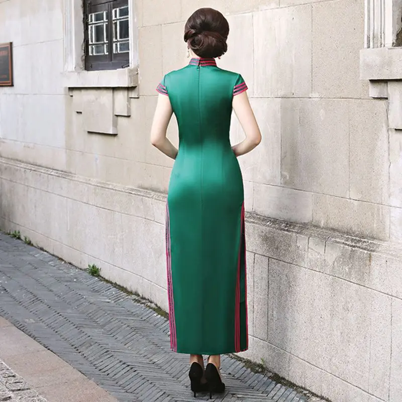 Китайское традиционное ретро-изменение Cheongsam элегантное Qipao повседневное Cheongsam вечернее платье, пикантное платье макси Vestido плюс размер