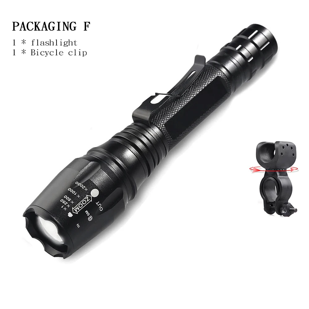 small led torch Brightest LED Tactical Military Flashlights 2000LM Super Bright Rechargeable T6 Zoomable 5 Modes LED Torch , Camping, Emergency led torch Flashlights