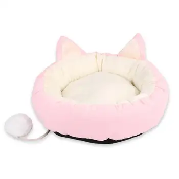 

Pet Supplies Cat Ear Shape Pet Bed Soft Cat Puppy Nest with Toy Ball Detachable Ear Design Dog Cat Sleeping Bed L Pink