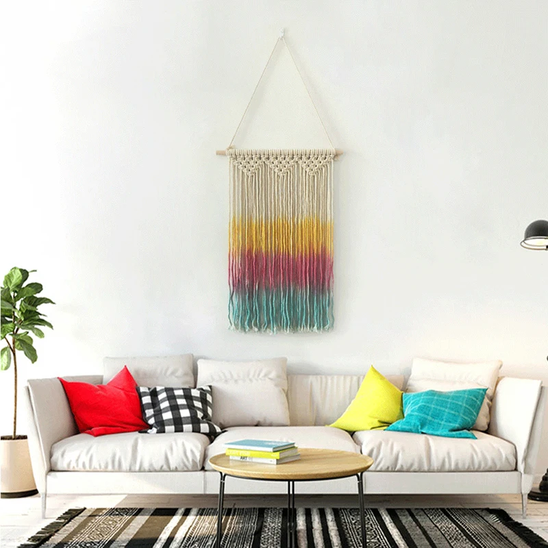 

Hand-Woven Tapestry Bohemian Style Colorful Simple Home Living Room Decorative Wall Hanging Tapestry