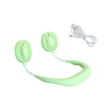 

Korean Mini Hanging Neck Fan Lazy Hanging Neck Portable Mini Fan Usb Charging Silent Small Fan Creative Gift