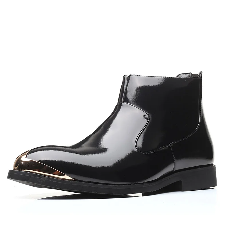 ROXDIA/Брендовые мужские ботинки из искусственной кожи размера плюс 39-48 Осенняя модная Рабочая обувь мужские ботильоны на шнуровке острый носок RXM146 - Цвет: black men boots