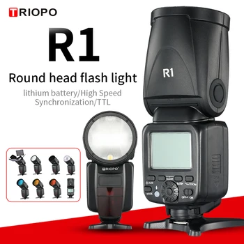 

TRIOPO R1 Round Head on-camera Flash 2.4G X Wireless TTL HSS 76Ws Speedlight Flash with Li-Battery for Canon Nikon(only falsh)