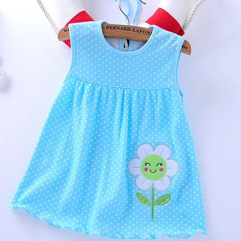 2018 Summer Baby Girl Infant Dress Dots Flowers Baby Dress Animal Pattern Embroidery Hot Summer Baby Dress Low Price Dresses