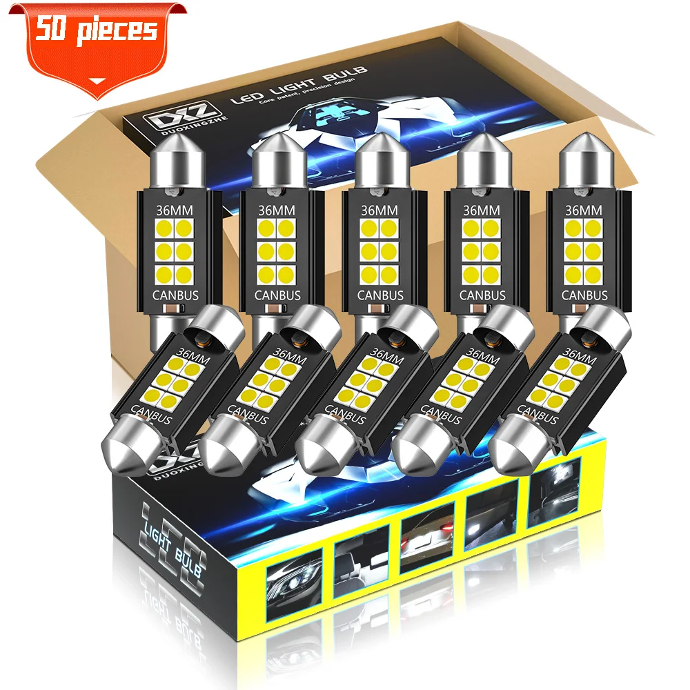 DXZ 50 шт в наборе с can-bus Festoon-36MM C5W C10W светодиодный лампы 3030 6SMD салона Карта Купол