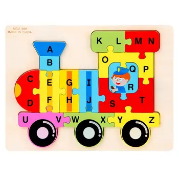 

Kids A-Z 26 Letters Animal Train Wooden Building Jigsaw Puzzle Educational Toy Early Learning toys Birthday Kids Gift
