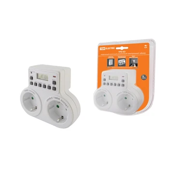 

Timer outlet трэ-03-1мин/7дн-10on/off-2х8а-2р (Week, 2 sockets) TDM sq1506-0006