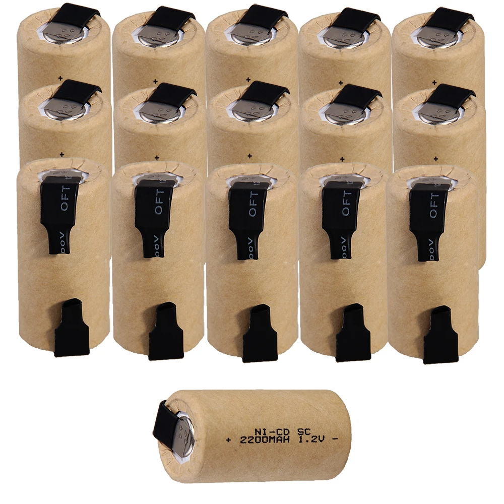 16 штук SC батареи 2200 mah 1,2 v subc nicd батареи случайный цвет