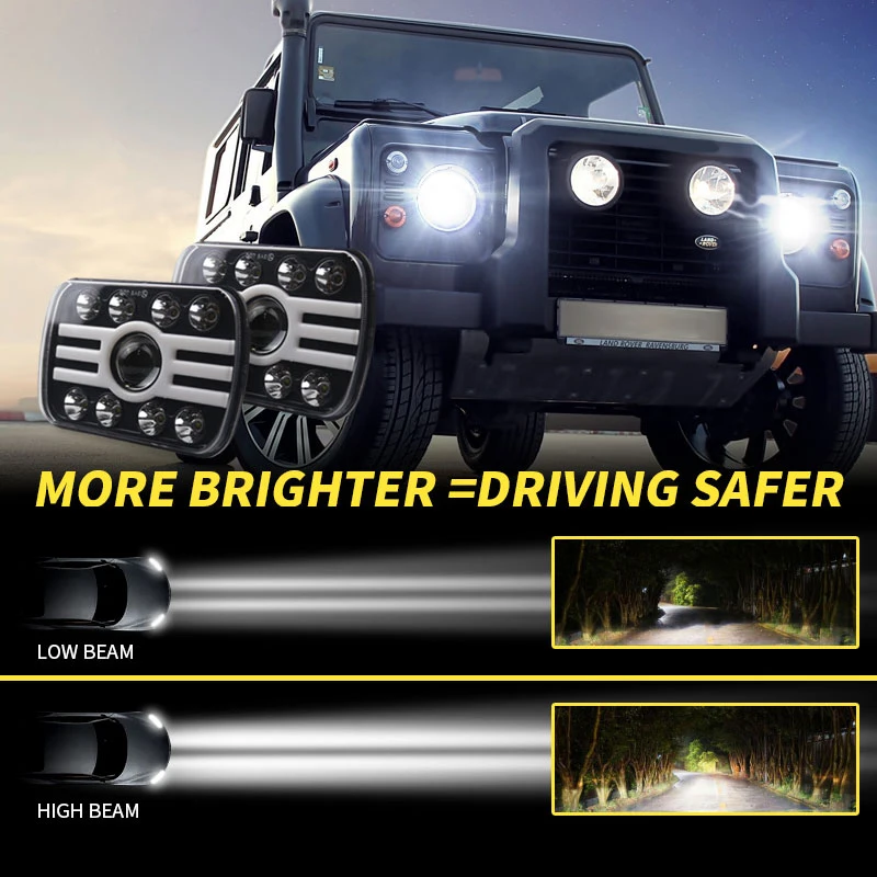 500 Вт 5X7 дюймов светодиодные фары 30000LM 7X6 Led герметичный луч фары с дальнего ближнего света светодиодные фары для Jeep Wrangler YJ Cherokee