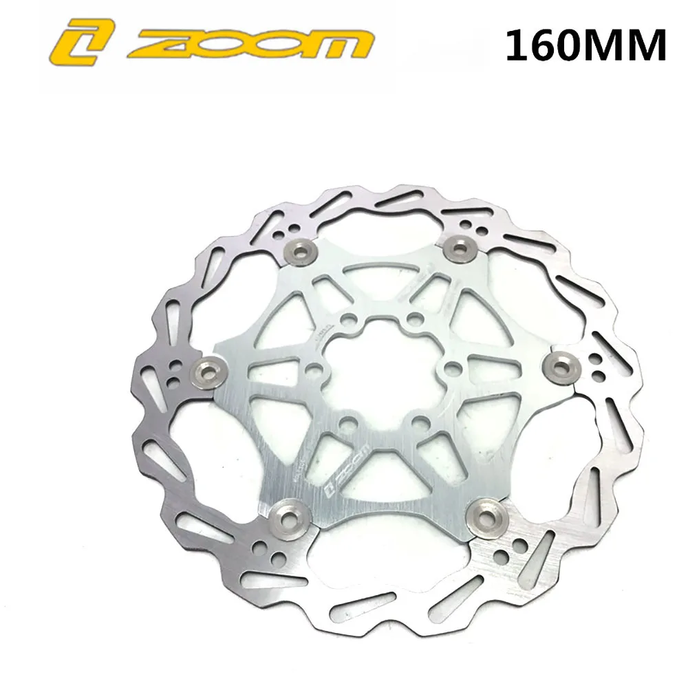 Silver 160mm Zoom 160 мм/180 мм/203 мм велосипед MTB дисковый тормоз плавающие дисковые роторы колодка для гидравлического тормоза поплавковые роторы детали велосипеда - Цвет: Silver 160mm