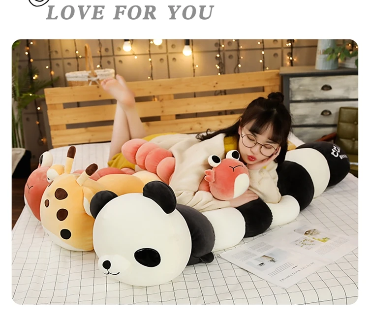 new cute caterpillar plush toy girl holding doll bed sleeping long pillow animal panda deer toy 51inch 130cm (25)
