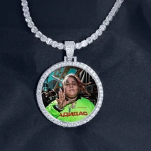 Custom Made Photo Medallions Pendant Necklace & 4mm Tennis Chain Gold Silver Iced Out Cubic Zircon Men's Hip hop Jewelry Gift