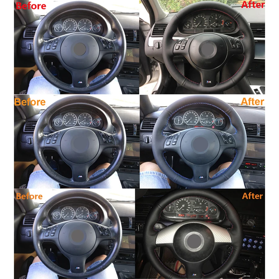 MEWANT DIY черный чехол рулевого колеса автомобиля из искусственной кожи для BMW E46 E39