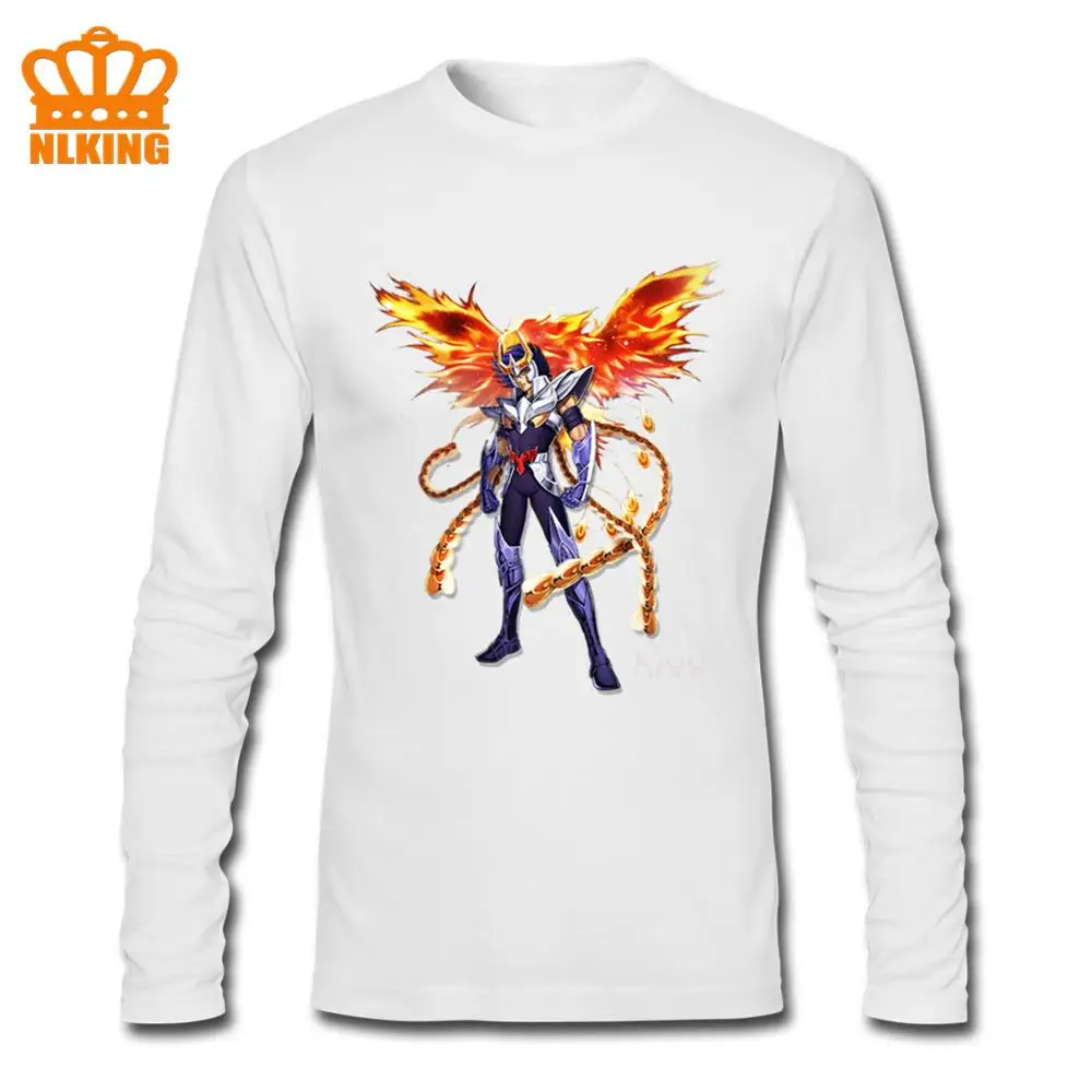 

Spring The Knights of the Zodiac Ikki Phoenix Saint Seiya Long Sleeve T-shirt Male New Clothing Pure Cotton O Neck Men T Shirt