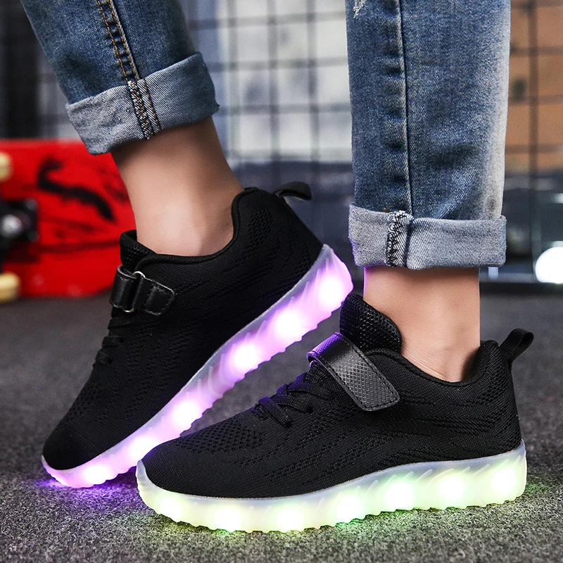 Size 25-37 USB Charging Basket Led Children Shoes With Light Up Kids Casual Boys&Girls Luminous Sneakers Glowing Shoe