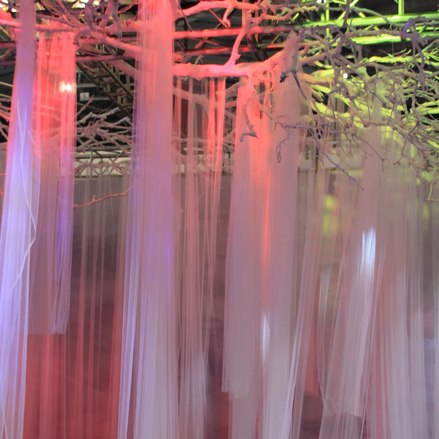 

Custom Wedding Ceiling Yarn Curtain Wedding Stage Ceiling Soft Yarn Wedding Stairs Decoration Yarn Scene Layout Net Yarn