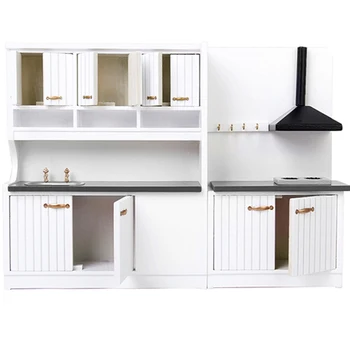 

Luxury White Wooden Cabinet Refrigerator Fridge Furniture for 1/12 Dolls House Kitchen Dinning Room Miniature Decoration