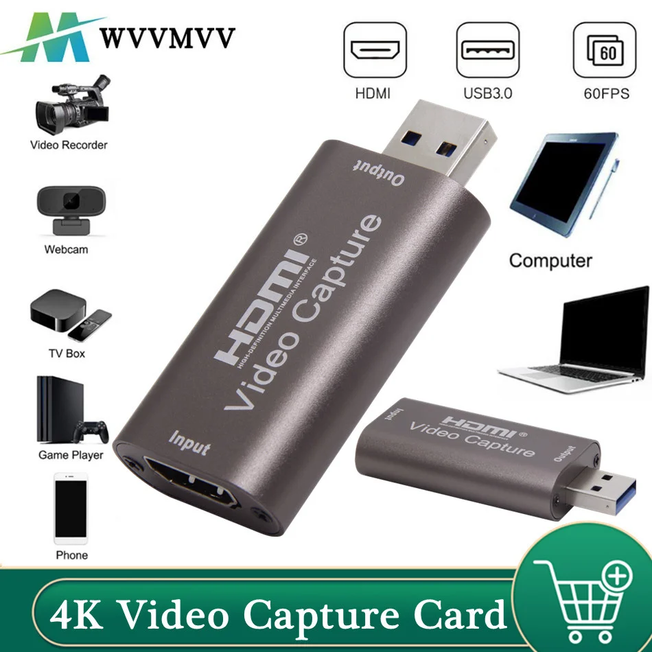 HD 4K Video Capture Card USB3.0 2.0 HDMI Grabber Record Box for PS4 Game DVD Camcorder Camera Recording Live Streaming |