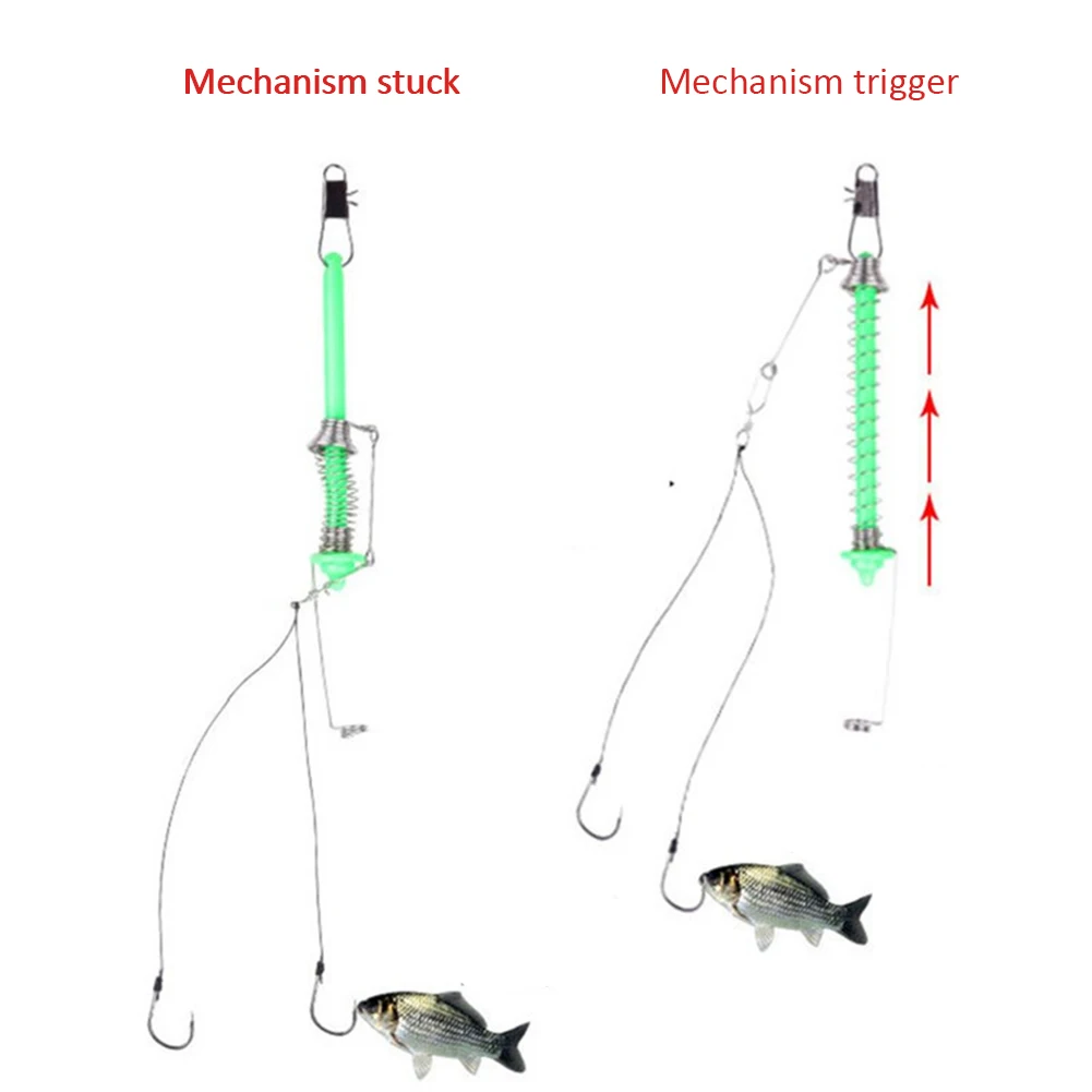 Automatic Fishing Hook Trigger Stainless Steel Spring Fishhook Bait Catch Ejection Catapult Jigging Head Fish Lure Tackle Goods fishing accessories,fishing hook,fishing tackle,fishing tools,fishing tool