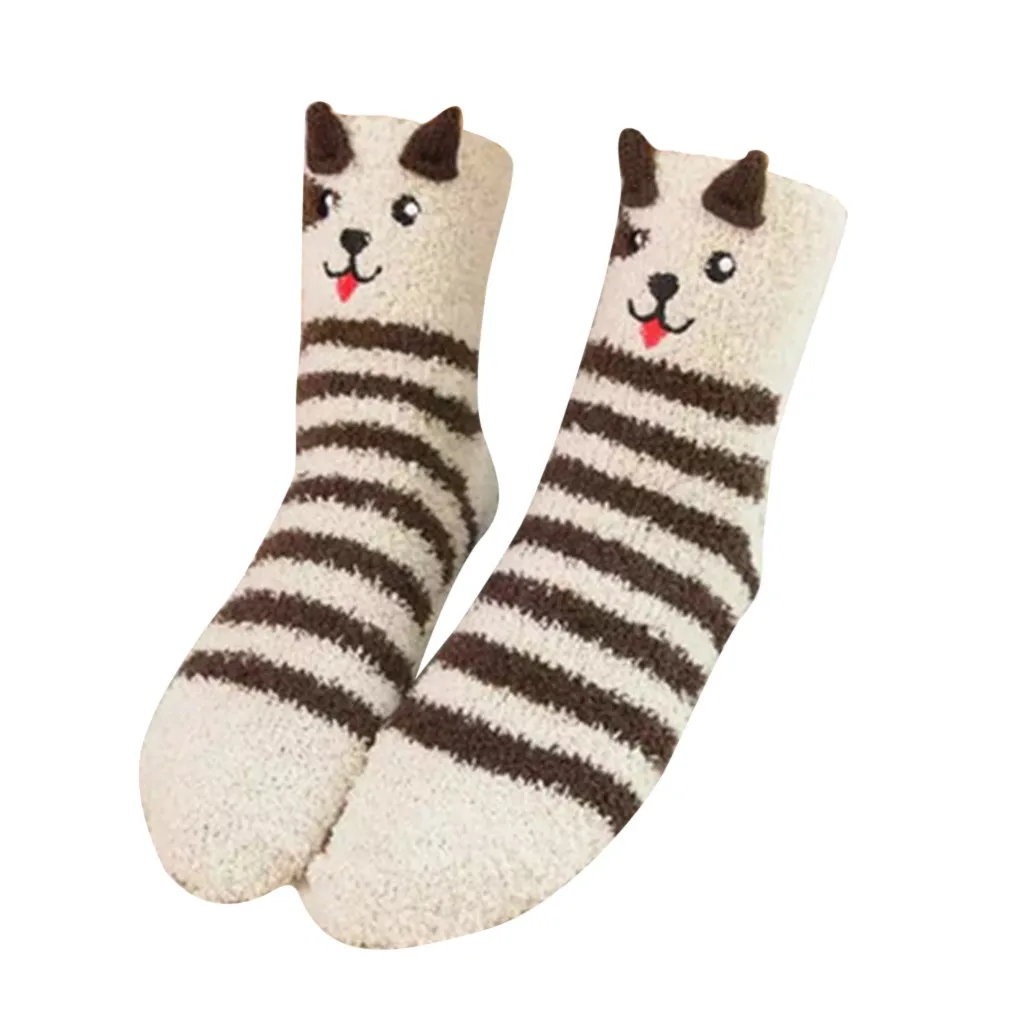 JAYCOSIN, домашние женские носки, мягкие пушистые теплые рождественские носки для девочек, calcetines mujer, коралловый бархат, подарки на день рождения, 1129