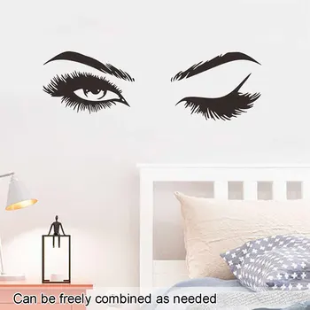 

Woman Make Up Wall Sticker Eye Eyelashes Wall Decal Lashes Extensions Beauty Shop Decor Eyebrows Brows Mural Beauty Gift