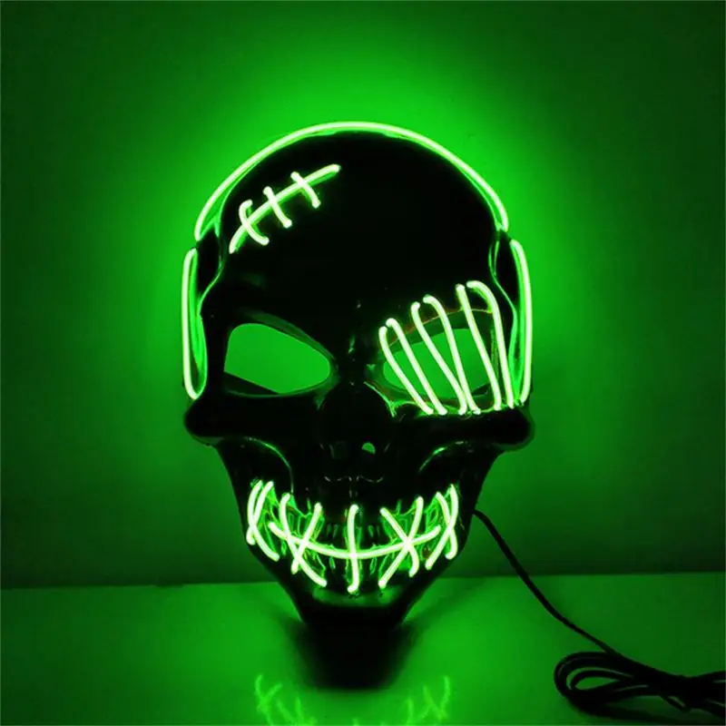 MASCHERA LED DI HALLOWEEN, CARNEVALE, PURGE, FESTA, ILLUMINATA A LED VERDE,  UNIVERSALE –