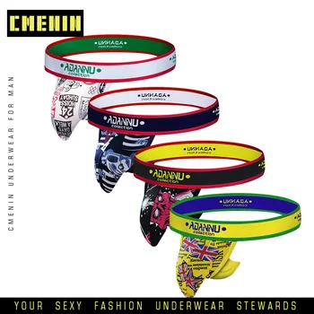 

CMENIN 4pcs/lot Sexy Gay Underwear Men Thong men jockstrap mens thongs and g strings sissy panties string men lingerie AD301