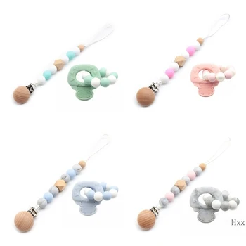 

New 2 Pcs/set Baby Teether Bracelet Pacifier Chain Silicone Beads Newborn Molar Toy