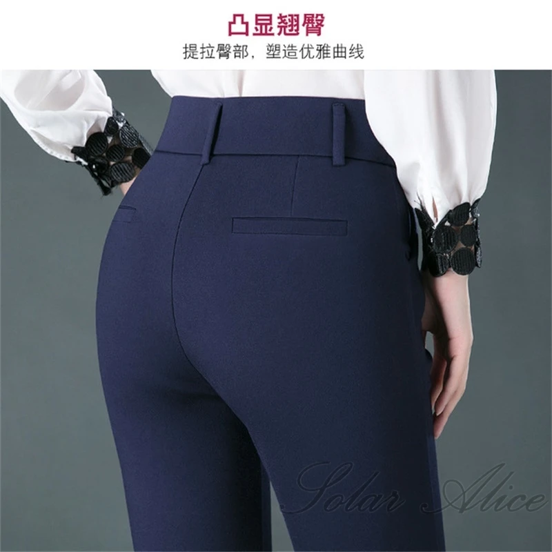 Free shipping 2020 women's spring and autumn new high-waist straight-leg casual pants elastic young and middle-aged occupations hot pants