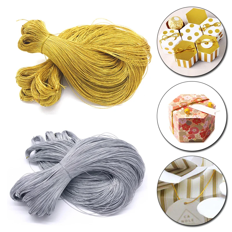 100m Rope Gold Silver Cord Gift Packaging String Metallic Jewelry Thread Cord DIY Tag Line Bracelet Making Labels Mark Lanyard