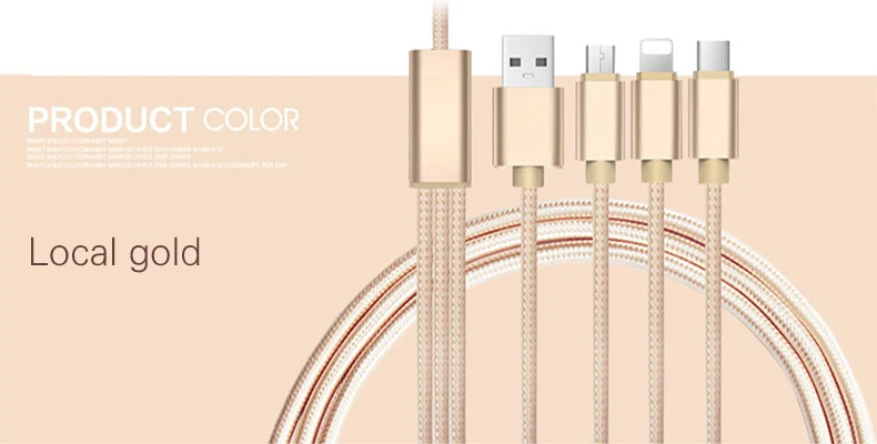 Нейлоновый 3 в 1 USB кабель Micro type C 8 Pin кабель для зарядки мобильного телефона Qc 3,0 зарядное устройство для быстрой зарядки в автомобиле для iPhone Xiaomi samsung