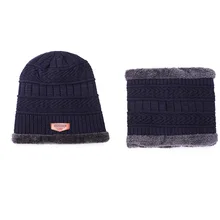 2021 Winter Beanie Hat for Men Knitted Hat Winter Cap Beanie Women Thick Wool Neck Scarf Cap Balaclava Mask Bonnet Hats Set