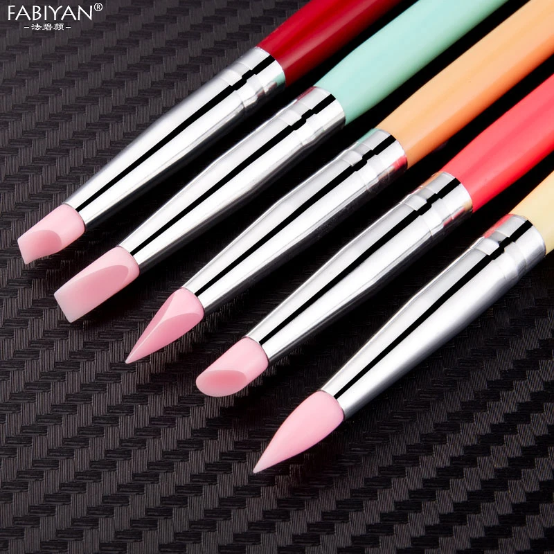 

5Pcs Dual-end Silicone Carving Dotting Brush Sculpture Painting Drawing Pen Emboss Rhinetstone Picking Acrylic Manicure Tool Set