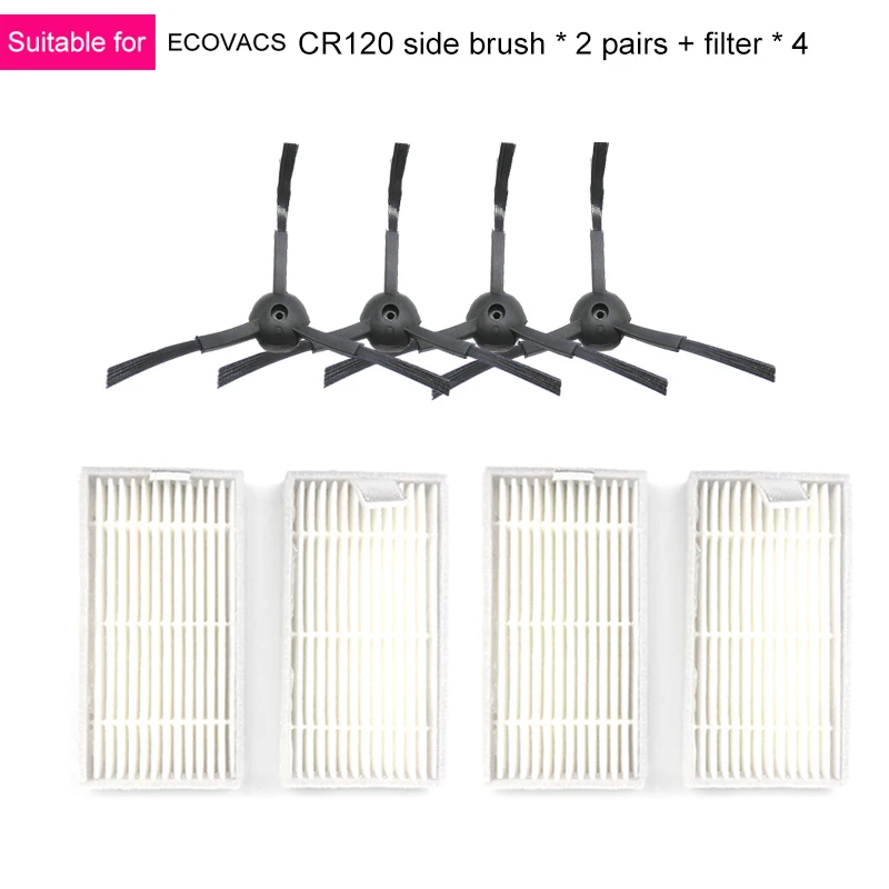 4 шт. фильтр 4 шт. (2R + 2L) боковая щетка Для Ecovacs Cr130 Cr120 X500 X580 Kk8 Cen540 Cen250 Ml009 chuwi V3 Ilife V5 V3 + V5Pro вакуумный Cl