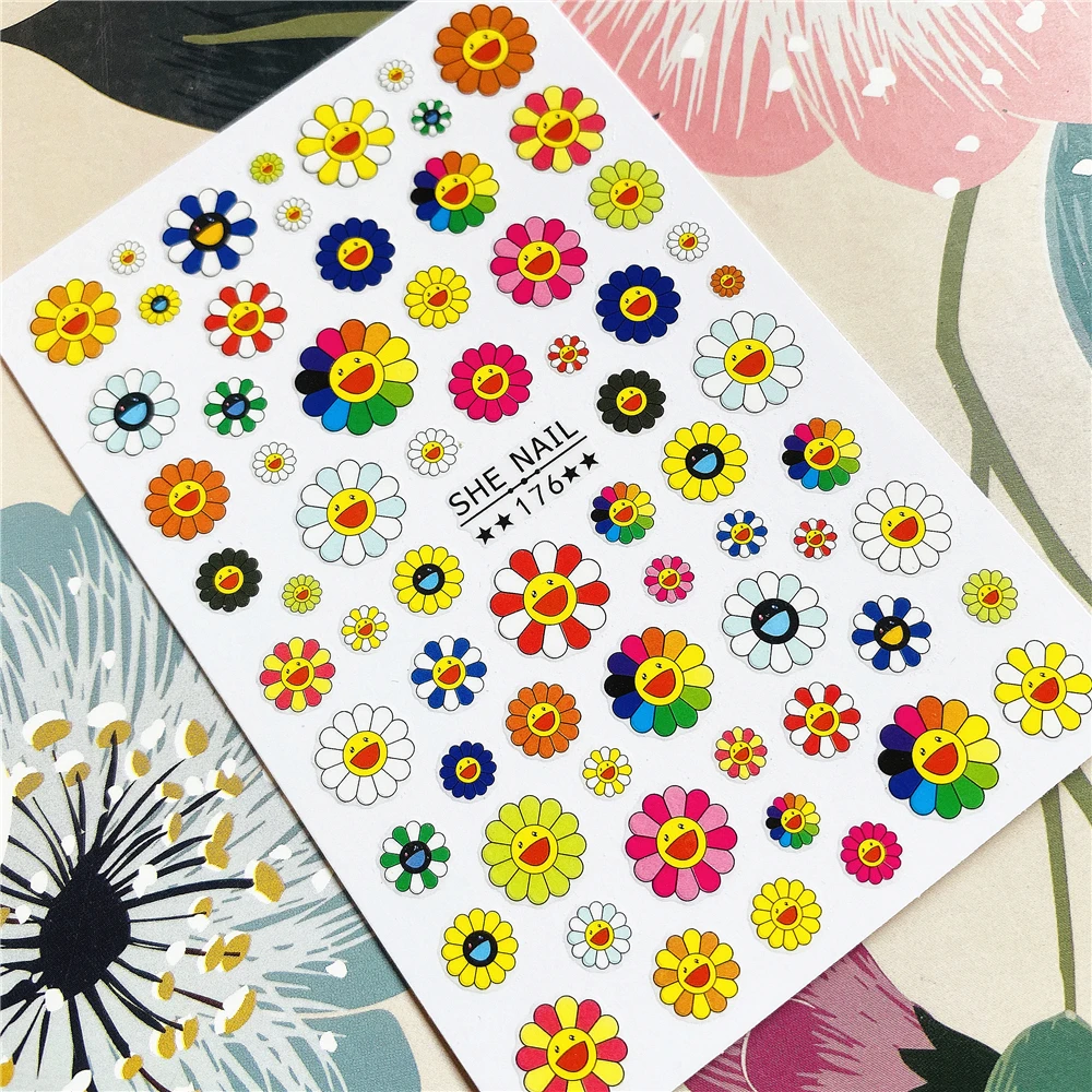 Closeout Nail-Decal Rose-Flower Butterfly Bear Cartoon 3D SHE-176 Back-Glue jYQOM6n8Epl