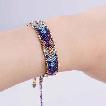 

KELITCH Boho Vintage Silk Rope Wrap Bracelets Trendy Friendship Braided Woven Bracelets Retro Wristband for Women Jewelry