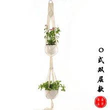 Садовый зеленый цветочный горшок, Хлопковый Канат, подъемная сетка, цветочный горшок, подвесная корзина, сумка на веревке, подвесная корзина, полностью ручная работа, плетение