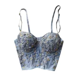 2022 nova alta rua feminina camisola 2022 nova moda bordado 3d pétala bustier sutiã recortado topos feminino fina roupa interior y1150