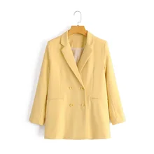 Veste décorative décontractée à double boutonnage pour femme, couleur unie, avec poches, collection printemps et automne 
