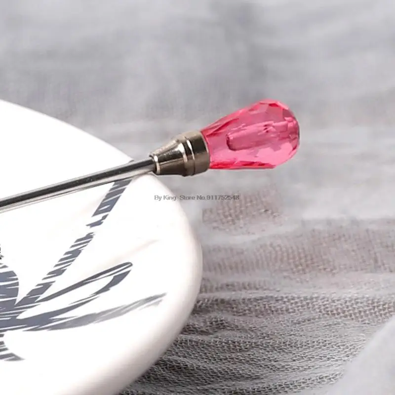 ByKing10.3cm Crystal Head Stainless Steel Wax Pills Mix Tool Burning Melted Seal Wax Stirring Mixing Spoon Seal WAX Stirring Rod