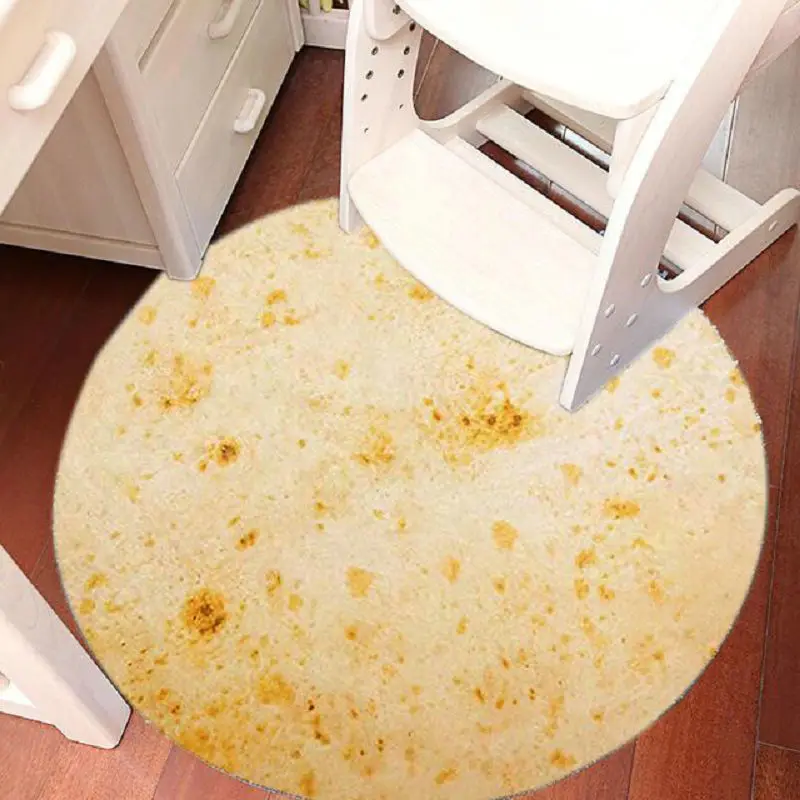 80 см круглый мексиканский ковер 3D Corn Tortialla ковер для ванной комнаты коралловый бархат Противоскользящий коврик напольный ковер