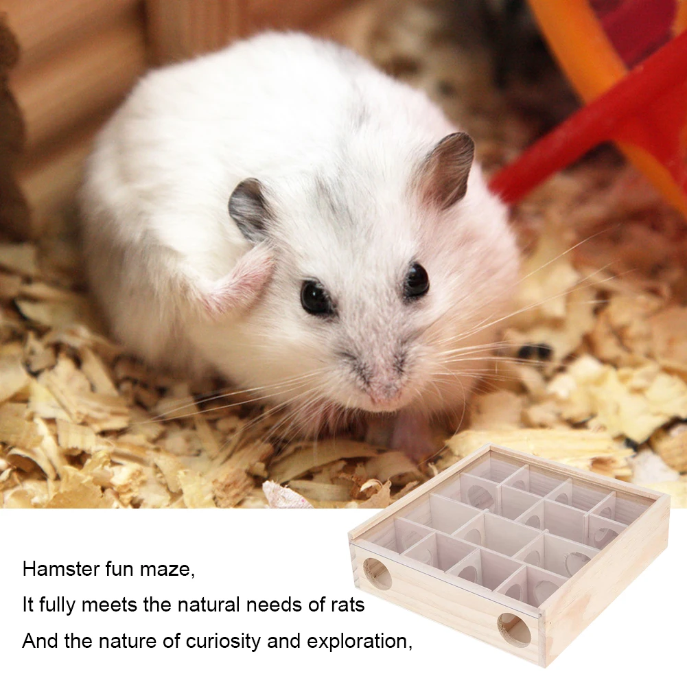 Asseny Hölzernes Labyrinth-Spielzeug 13 Gitter-Hamster-Tunnel-Labyrinth-Haus für kleines Haustierspielzeug 