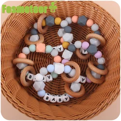 Fosmeteor – Bracelet de dentition en Silicone pour bébé, nouveau produit, personnalisé, lettre de nom, à faire soi même, grande perle hexagonale, jouet 