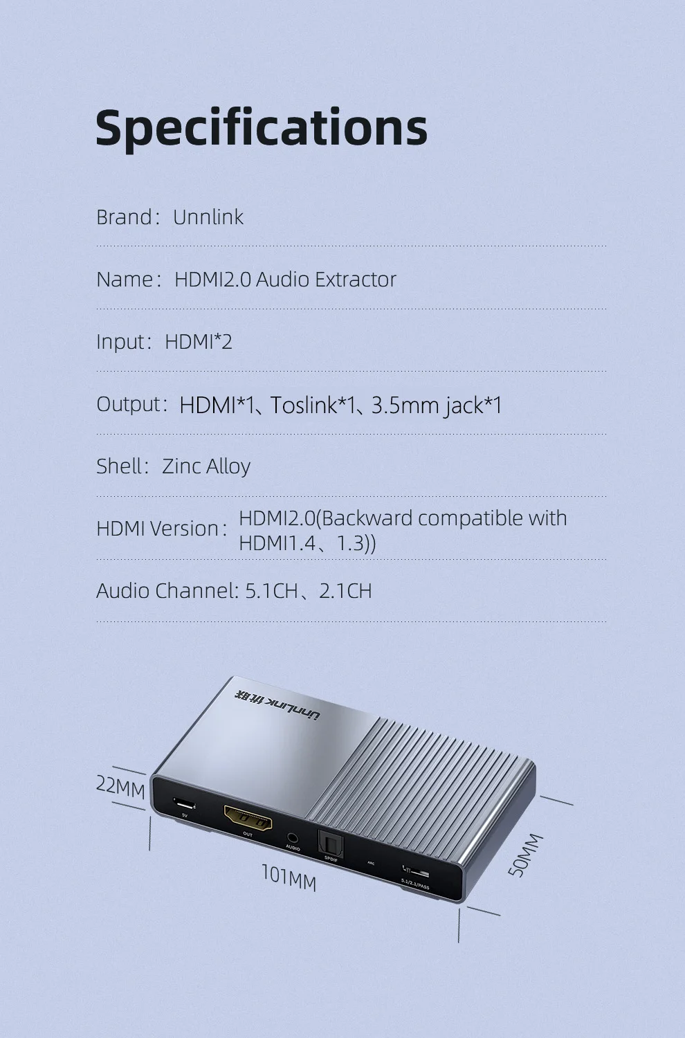 Unnlink HDMI аудио экстрактор конвертер сплиттер UHD4K@ 60 Гц HIFI5.1 SPDIF Toslink Оптический RCA для огня ТВ-палка Chromecast Roku