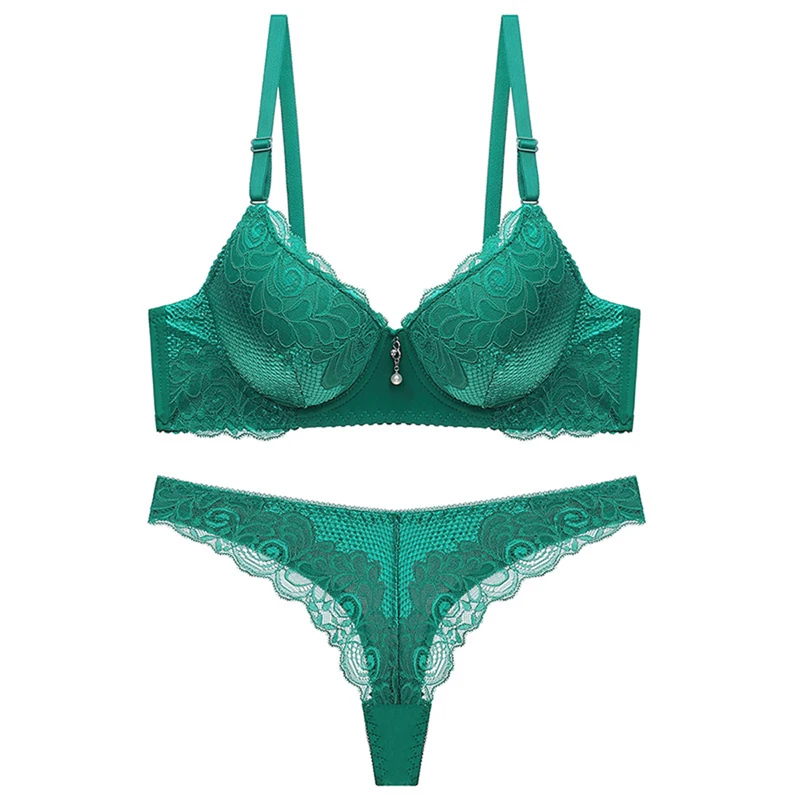 

Vertvie New 2020 Sexy Women Bra Set solid Lace massage Intimates Bra brief Sets Transparent Underwear Panty Set Sports Bra set